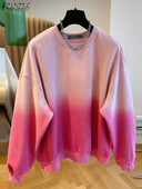 ZANZEA modes pārvietošanās, vienkārši džemperi sieviešu krāsu gradienta džemperi, 2024. gada ikdienas kapuciņi ar garām piedurknēm, brīvi ar O veida kakla izgriezumu