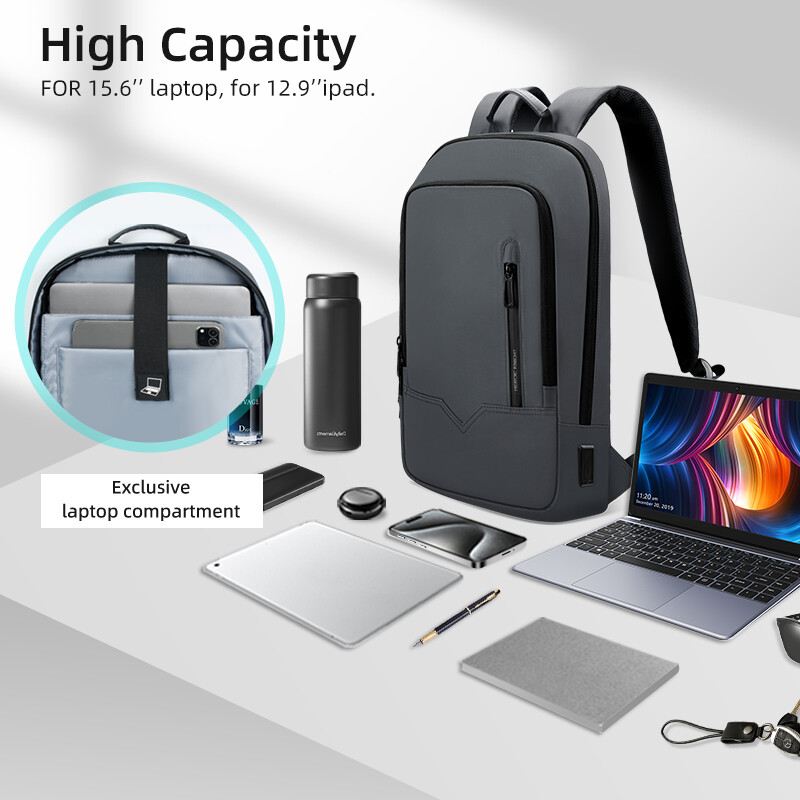 HcanKcan biznesa vīrieša mugursoma, ūdensizturīga 15,6 collu klēpjdatora ikdienas soma Daudzfunkcionāla modes ceļojumu pakete Slim pusaudžu soma skolas USB