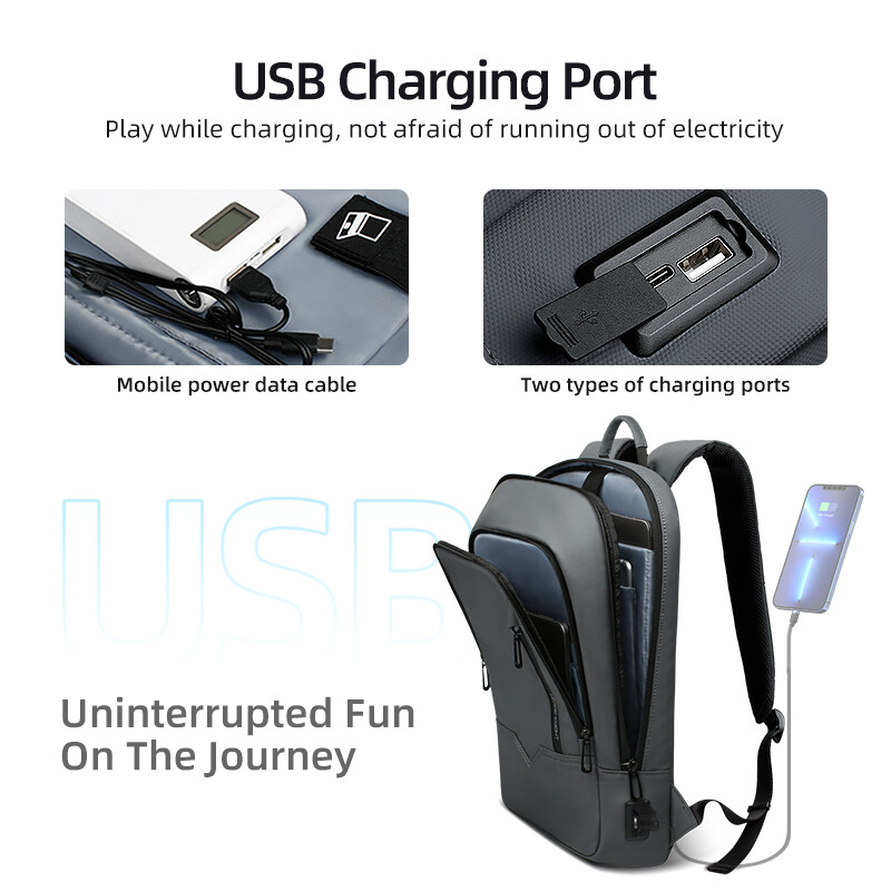 HcanKcan biznesa vīrieša mugursoma, ūdensizturīga 15,6 collu klēpjdatora ikdienas soma Daudzfunkcionāla modes ceļojumu pakete Slim pusaudžu soma skolas USB