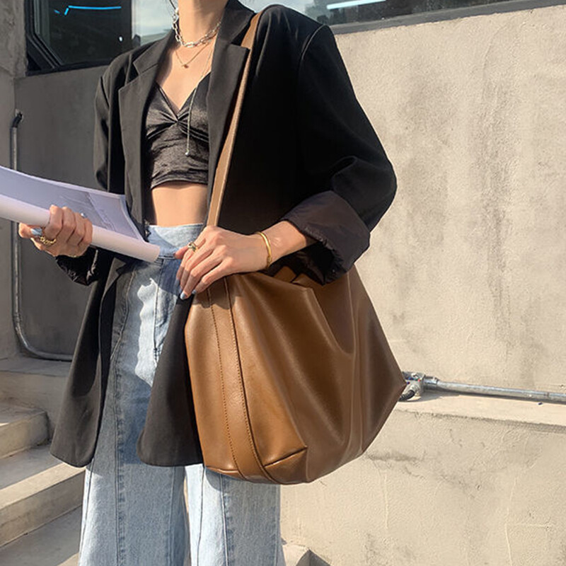 Geantă de mână Boston din piele PU cu design de pernă vintage pentru femei, ocazional, genți de umăr de mare capacitate, genți pentru cumpărători de modă