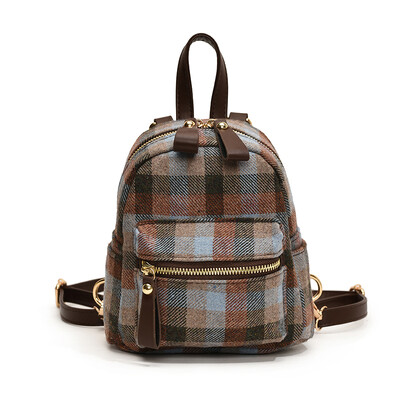 Rucsac cu carouri din piele moale Pu pentru femei, mini rucsac ocazional de călătorie pentru femei, geantă de școală de modă, geantă multifuncțională pentru fete