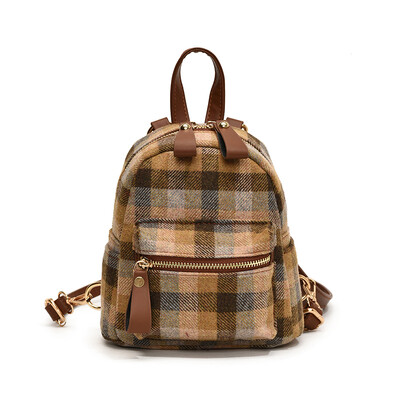 Rucsac cu carouri din piele moale Pu pentru femei, mini rucsac ocazional de călătorie pentru femei, geantă de școală de modă, geantă multifuncțională pentru fete