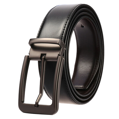 VATLTY Cureaua ocazională pentru bărbați, cu cataramă din aliaj de aur, curea pentru pantaloni, pentru bărbați, 34 mm, piele naturală de vacă, centură maro, centură de talie