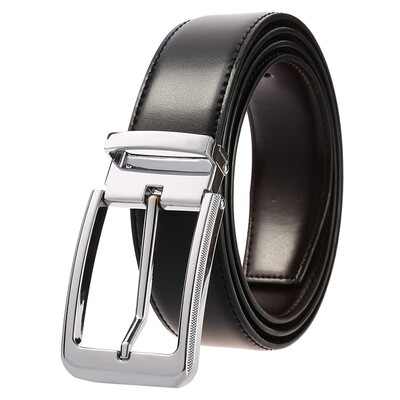 VATLTY Cureaua ocazională pentru bărbați, cu cataramă din aliaj de aur, curea pentru pantaloni, pentru bărbați, 34 mm, piele naturală de vacă, centură maro, centură de talie