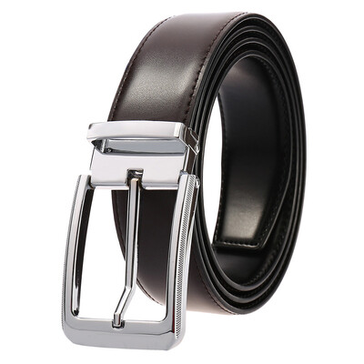 VATLTY Cureaua ocazională pentru bărbați, cu cataramă din aliaj de aur, curea pentru pantaloni, pentru bărbați, 34 mm, piele naturală de vacă, centură maro, centură de talie