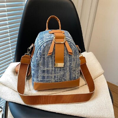 Rucsac din denim cu imprimare la modă nouă, genți de umăr de călătorie de capacitate mare, ocazional, multifuncțional, geantă crossbody