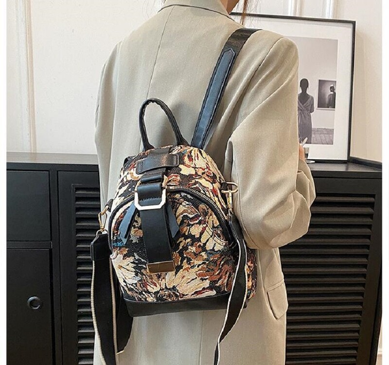 Rucsac din denim cu imprimare la modă nouă, genți de umăr de călătorie de capacitate mare, ocazional, multifuncțional, geantă crossbody