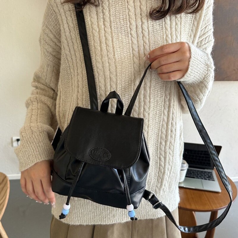 Rucsac de mână din piele PU, retro, cu fermoar moale, genți de școală pentru fete, drăguț, geantă de umăr