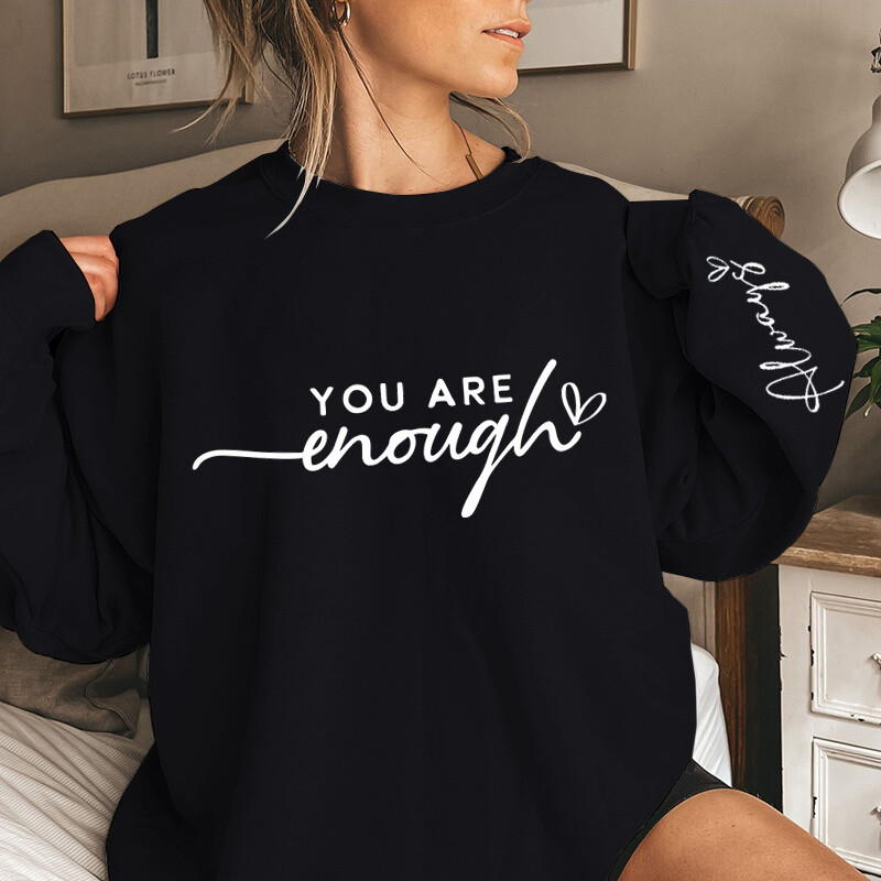 Funny You Are Enough Always Letter Print Pulovere pentru femei Decolteu cu mâneci lungi Pulovere casual pentru femei Plus Size