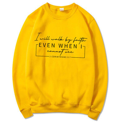 Hanorac I Will Walk By Faith Cămașă vintage cu verset biblic Cămașă religioasă estetică Pulover inspirat Tricou Cadouri de Paște