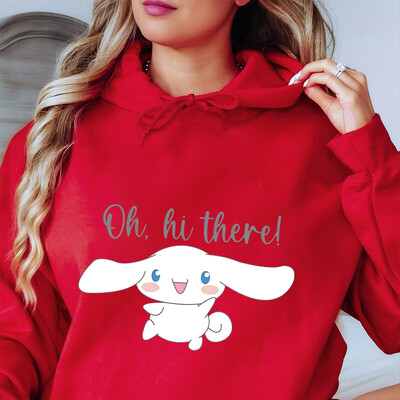 Hanorac de damă drăguț cu imprimeu Cinnamoroll, hanorac sport casual, top cu personalitate, îmbrăcăminte largi pentru femei