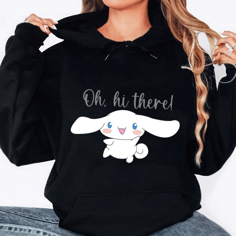 Hanorac de damă drăguț cu imprimeu Cinnamoroll, hanorac sport casual, top cu personalitate, îmbrăcăminte largi pentru femei