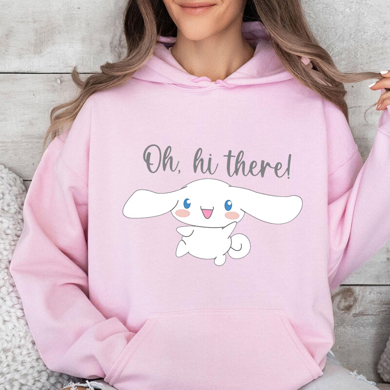 Hanorac de damă drăguț cu imprimeu Cinnamoroll, hanorac sport casual, top cu personalitate, îmbrăcăminte largi pentru femei