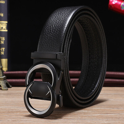 Vīriešu jostas Modes sakausējuma automātiska sprādzes josta biznesa ikdienas dabīgās ādas vīriešu jostas Luksusa augstas kvalitātes jostasvieta 3,5 cm