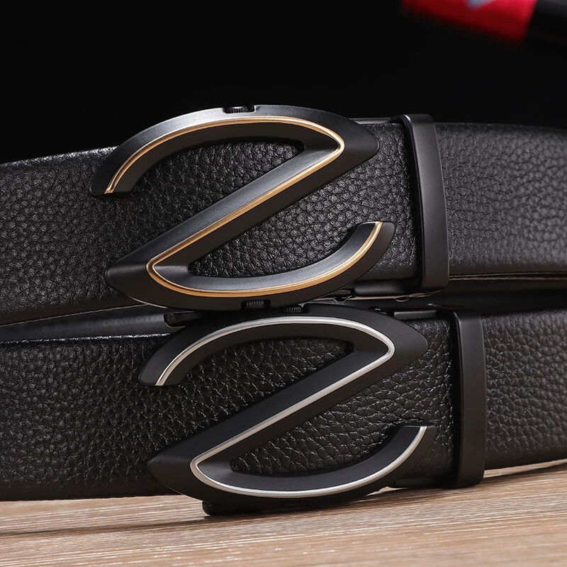 Vīriešu jostas Modes sakausējuma automātiska sprādzes josta biznesa ikdienas dabīgās ādas vīriešu jostas Luksusa augstas kvalitātes jostasvieta 3,5 cm