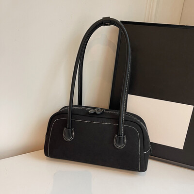 Jauna zamšādas plecu soma sievietēm ar vairākām kabatām rokassomu vienkrāsains tote Luxury Retro padušu somiņas, rāvējslēdzēja soma padusēs