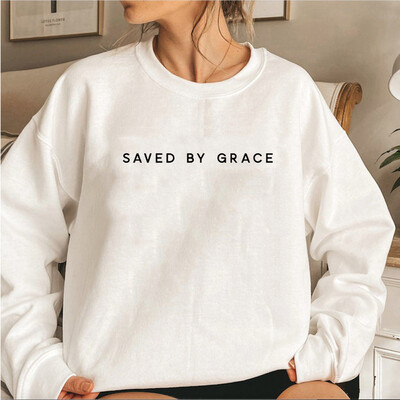 Hanorac Saved By Grace Hanorac crewneck Hanorac Faith Hanorac Christian Apparel Pulovere unisex Streetwear Femei Hanorac