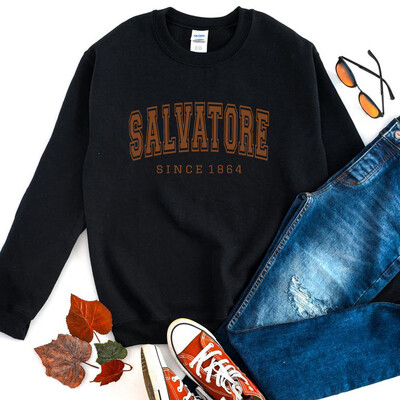 Salvatore Since1864 Hanorac Mystic Falls Hanorac Vampire Diaries Jumper Vintage TVD Damon Stefan Hanorac crewneck Fanii Top