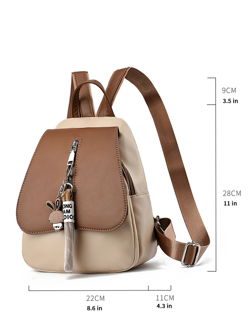 Rucsac șic din nailon pentru femei - Design elegant în două tonuri, cu căptușeală din poliester, închidere cu fermoar - Rucsac de zi versatil și elegant