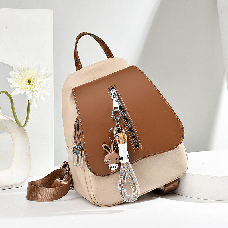 Rucsac șic din nailon pentru femei - Design elegant în două tonuri, cu căptușeală din poliester, închidere cu fermoar - Rucsac de zi versatil și elegant