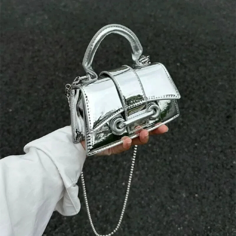 Genți de mână vintage, argintiu, chic, de tip crossbody, genți de umăr mici, de designer de lux