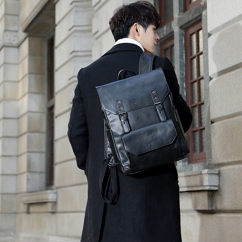 Három dobozos márka bőr férfi vintage hátizsákok alkalmi naptáskák tinédzser laptop válltáska Koreai utazó hátizsák Mochila