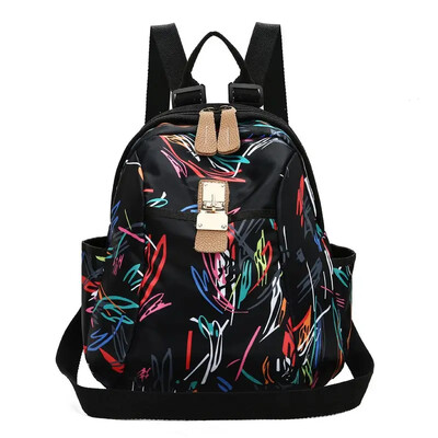 Rucsac de mare capacitate pentru femei, cu imprimeu multifuncțional, din pânză Oxford, pachet de umăr, geantă de călătorie pentru petrecerea timpului liber, ghiozdan din pânză pentru studenți