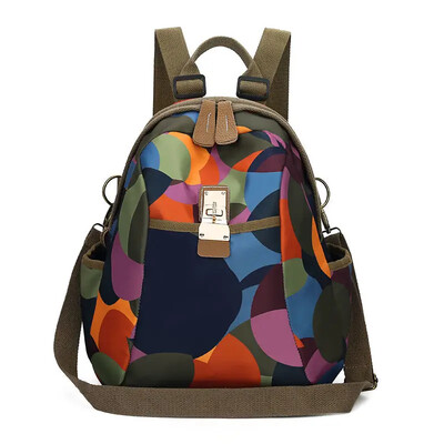 Rucsac de mare capacitate pentru femei, cu imprimeu multifuncțional, din pânză Oxford, pachet de umăr, geantă de călătorie pentru petrecerea timpului liber, ghiozdan din pânză pentru studenți