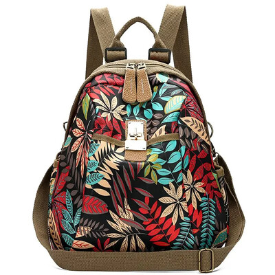 Rucsac de mare capacitate pentru femei, cu imprimeu multifuncțional, din pânză Oxford, pachet de umăr, geantă de călătorie pentru petrecerea timpului liber, ghiozdan din pânză pentru studenți