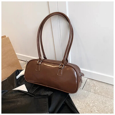 Vienkrāsainas PU ādas padušu somas sievietēm 2025. gada pavasara korejiešu modes retro vienkārša plecu soma, sieviešu rokassomas un somiņas