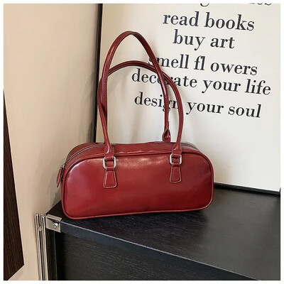 Vienkrāsainas PU ādas padušu somas sievietēm 2025. gada pavasara korejiešu modes retro vienkārša plecu soma, sieviešu rokassomas un somiņas