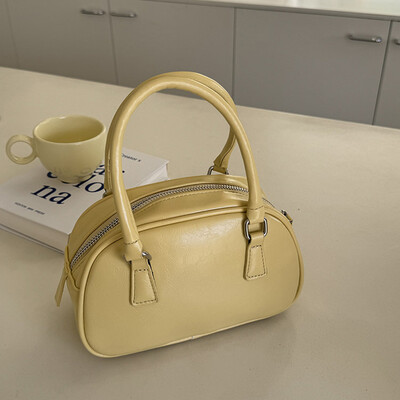 Geantă pătrată mică argintie Geantă de mână din PU Geantă de bowling Geantă casual pentru femei Boston Commuter