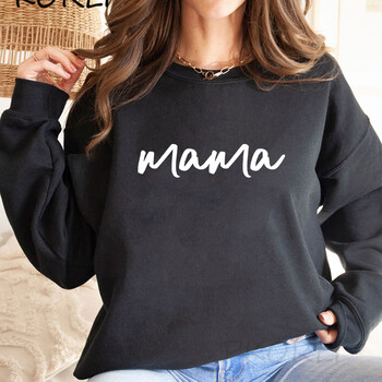 Суичър Mama Crewneck Пуловер Mama Pregnancy Reveal Top Pregnant Announce Hoodie Gift for Mom Дамски суичъри Пуловери