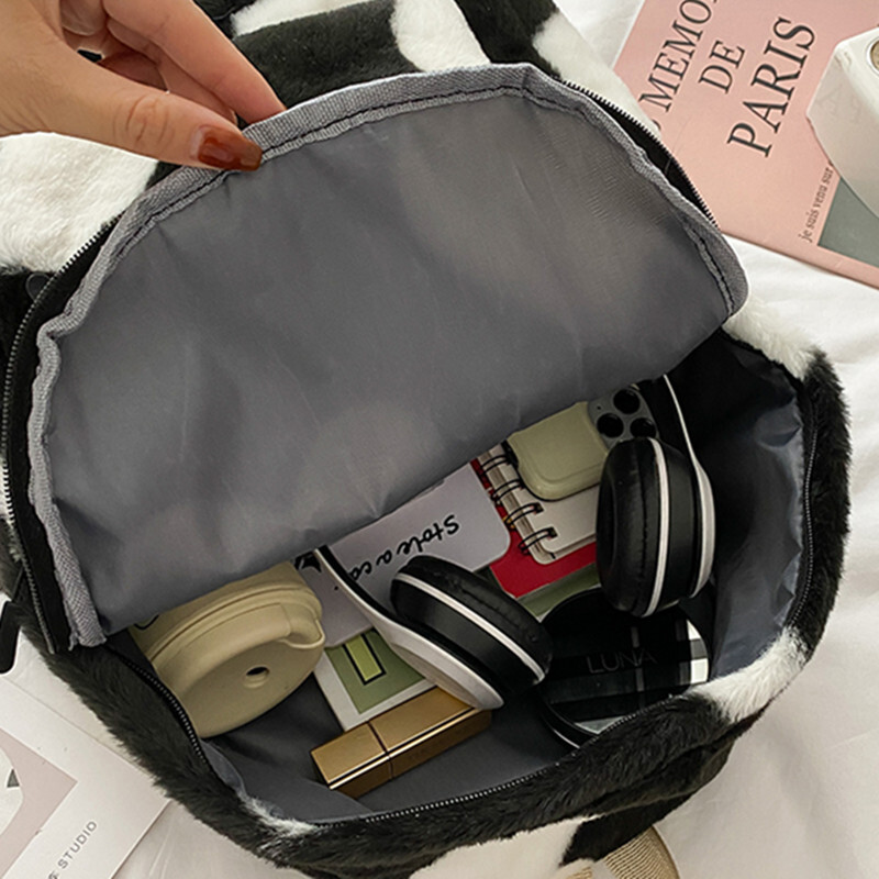 Rucsac de pluș cu imprimare inimă pentru fată Rucsaci drăguț pufos de iarnă Genți de școală pentru copii, cadou pentru copii, geantă de carte Mochilas Para Mujer