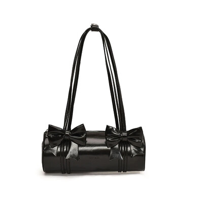 Izsmalcinātas Bow Glossy PU Boston plecu un Crossbody somas Divu izmēru Sense of Luxury Cute Sieviešu rokassomas 2025 Designer Style