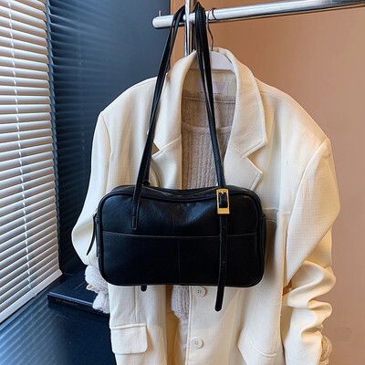 Geantă de umăr pentru femei Curea reglabilă Boston Tote Geantă din piele PU Multi-buzunare Geantă ghiozdan cu fermoar Geantă de călătorie de muncă