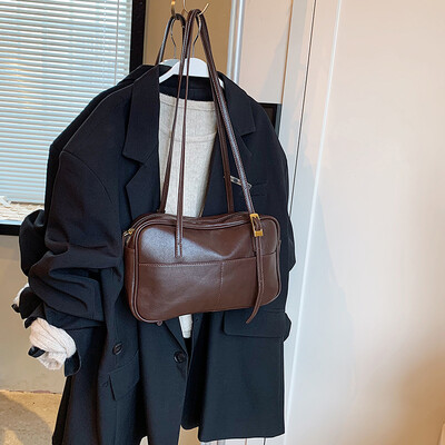 Geantă de umăr pentru femei Curea reglabilă Boston Tote Geantă din piele PU Multi-buzunare Geantă ghiozdan cu fermoar Geantă de călătorie de muncă