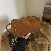 Genți de umăr Boston solide de modă, piele de căprioară artificială, simple, de înaltă calitate, compacte, versatile, genți crossbody pentru femei, 2024, ocazional, la reducere