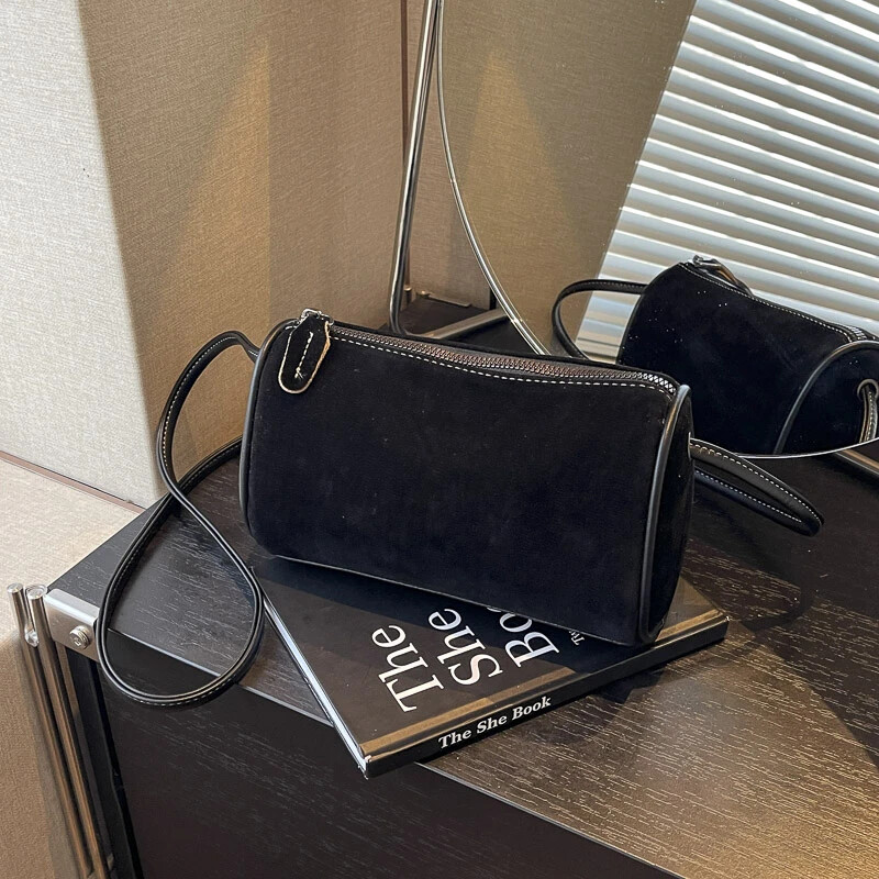 Genți de umăr Boston solide de modă, piele de căprioară artificială, simple, de înaltă calitate, compacte, versatile, genți crossbody pentru femei, 2024, ocazional, la reducere