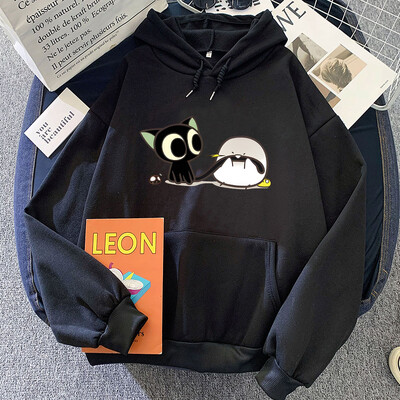 Luo Xiao Hei Cat Anime Imprimare Hanorace LuoXiaoHei Manga Hanorace cu desene animate Kawaii Fete Pulovere casual de iarnă Îmbrăcăminte pentru femei