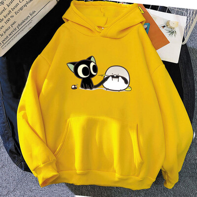 Luo Xiao Hei Cat Anime Imprimare Hanorace LuoXiaoHei Manga Hanorace cu desene animate Kawaii Fete Pulovere casual de iarnă Îmbrăcăminte pentru femei