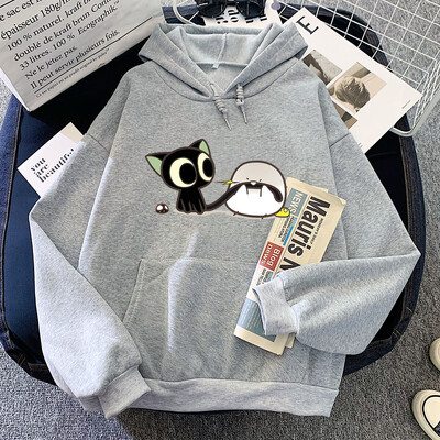 Luo Xiao Hei Cat Anime Imprimare Hanorace LuoXiaoHei Manga Hanorace cu desene animate Kawaii Fete Pulovere casual de iarnă Îmbrăcăminte pentru femei