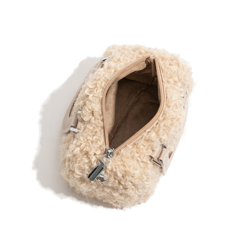 MABULA Ženske zimske spojke Dizajnerska ženska ručna torba Topla pahuljasta janjeća vunena torba na rame Ženska svestrana mala torbica preko ramena