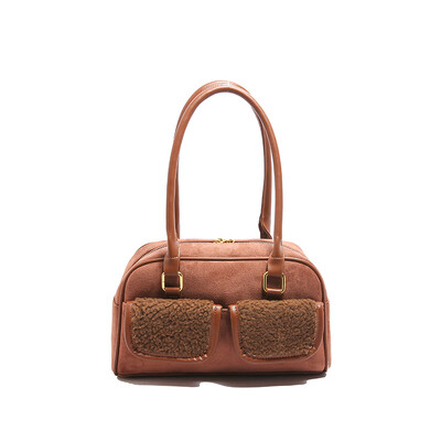 Super zgodna mala torba od antilopa koja blokira boje 2024. Nova jesen i zima Svestrana torba ispod pazuha na jedno rame Ručna torba Boston