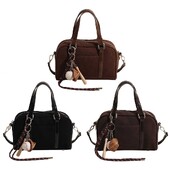 Sieviešu zamšādas Boston soma ar regulējamu siksnu ar augšējo rokturi