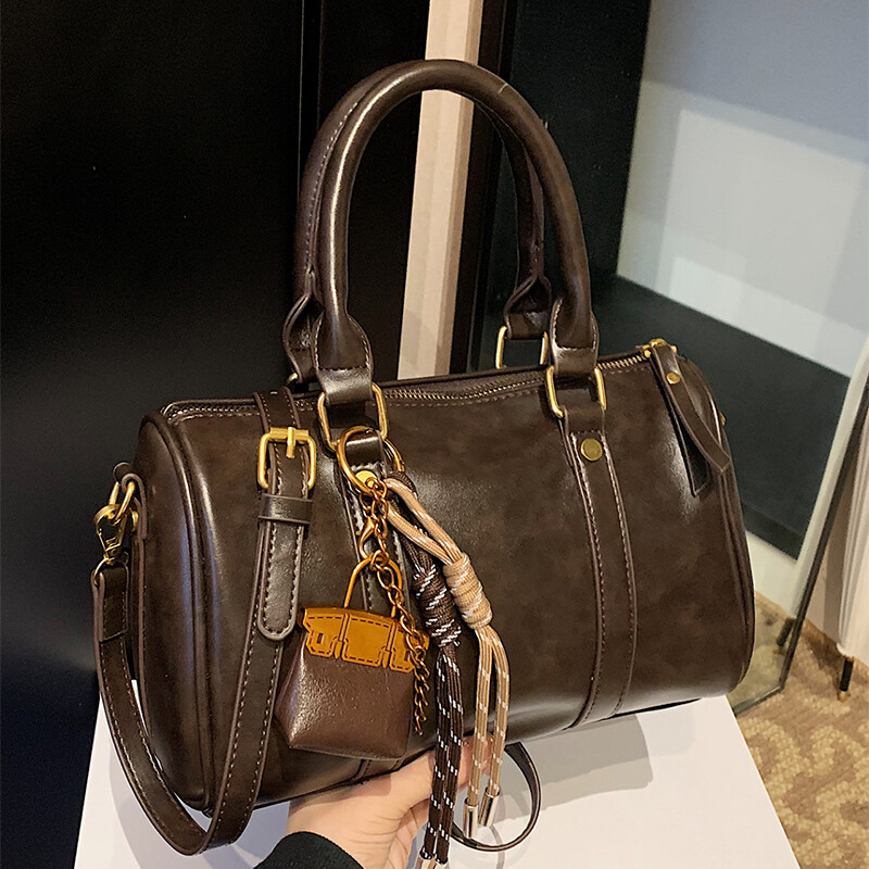 Geantă de umăr cu pernă nouă pentru femei, geantă de mână retro roșie Boston, geantă de cumpărături, geantă crossbody din piele PU de capacitate mare