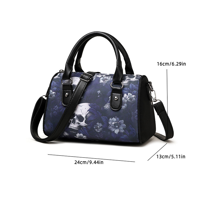 Geantă de mână Boston de marcă pentru femei, geantă de umăr Oxford de înaltă calitate, geantă nouă de mare capacitate, cu imprimare punk cu craniu pentru femei.