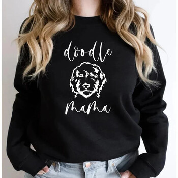 Суичър Golden Doodle Mama Суичъри Doodle Mom Crewneck Дамски графични качулки Пуловери с дълъг ръкав Дамски сладки горнища