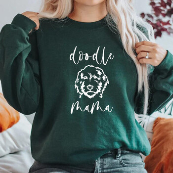 Суичър Golden Doodle Mama Суичъри Doodle Mom Crewneck Дамски графични качулки Пуловери с дълъг ръкав Дамски сладки горнища