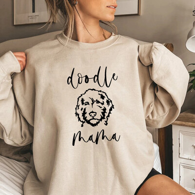 Golden Doodle Mama Sweatshirt Doodle Mom Sweatshirts s okruglim izrezom Ženske grafičke majice s kapuljačom Puloveri dugih rukava Ženske slatke majice